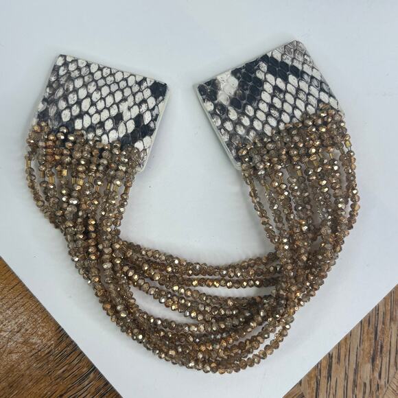 Millianna Gold Magnetic Multistrand Beaded Snakeskin Bracelet 6.5" - Picture 4 of 4